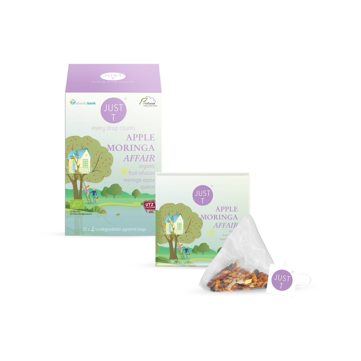 Just-T Apple Moringa Affair, pyramide tebrev - 20 stk