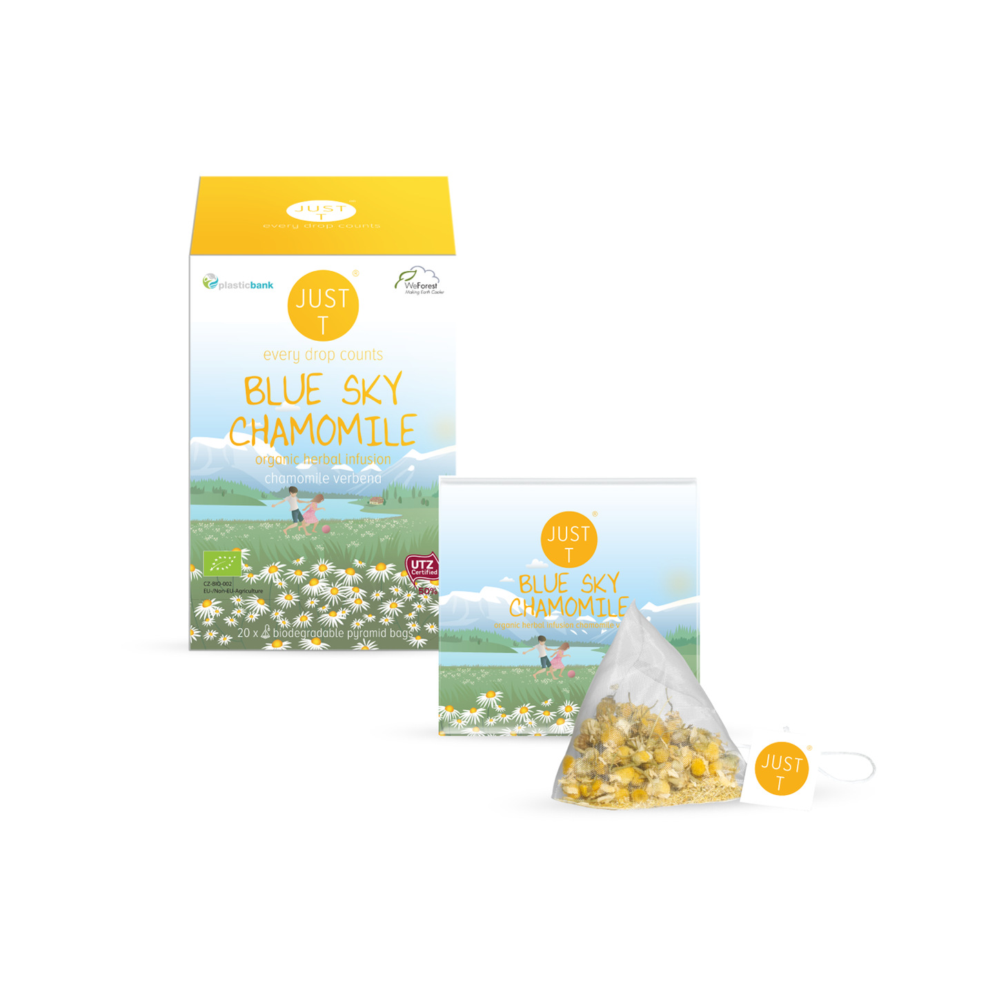 Just-T Blue sky chamomile, pyramide tebrev - 20 stk