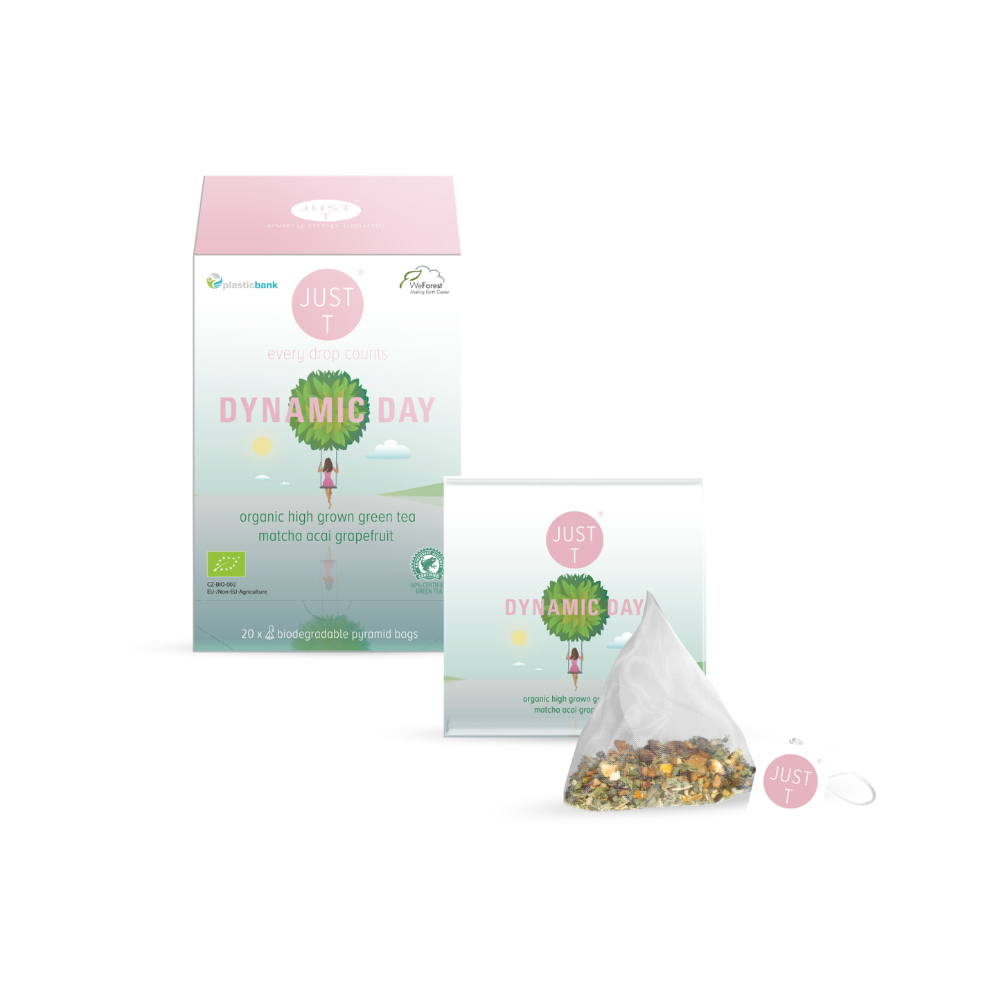 Just-T Dynamic day, pyramide tebrev - 20 stk