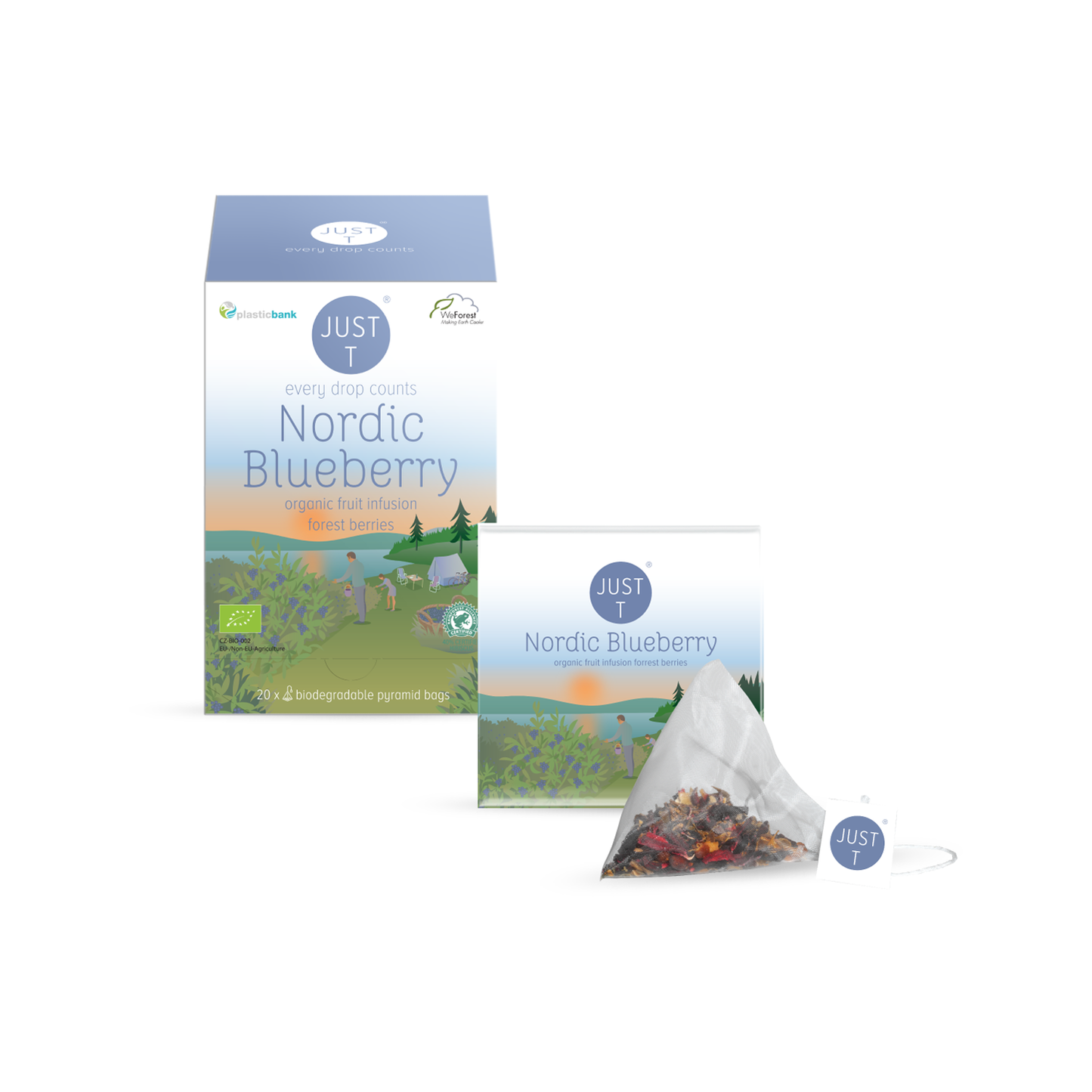 Just-T Nordic blueberry, pyramide tebrev - 20 stk